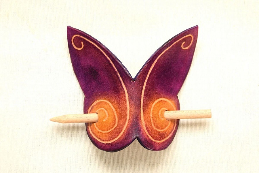 barette cuir forme papillon 