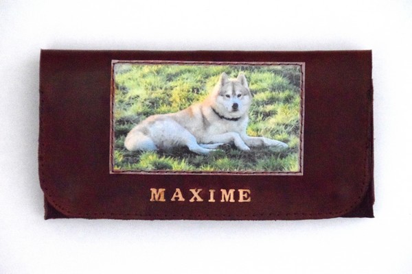 Leather tobacco pouch personalized to your photo