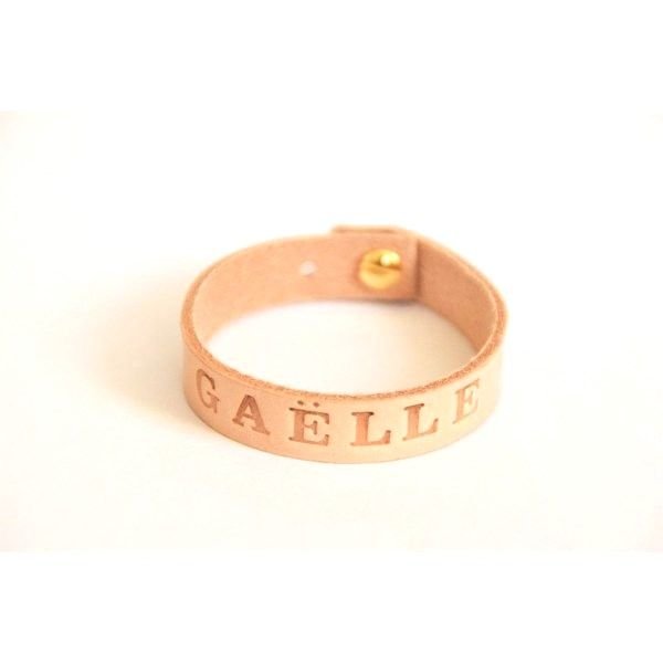 engraved leather name bracelet 