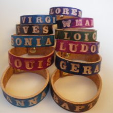 engraved leather name bracelet 